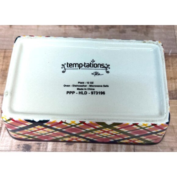 Temptations Rectangular Baking Dish Purple & Plaid Design Oven & Dishwasher Safe - Picture 4 of 6